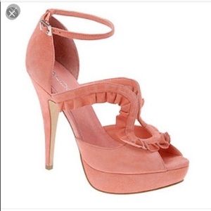 Also Starace Pink Platform Peep Toe Pumps